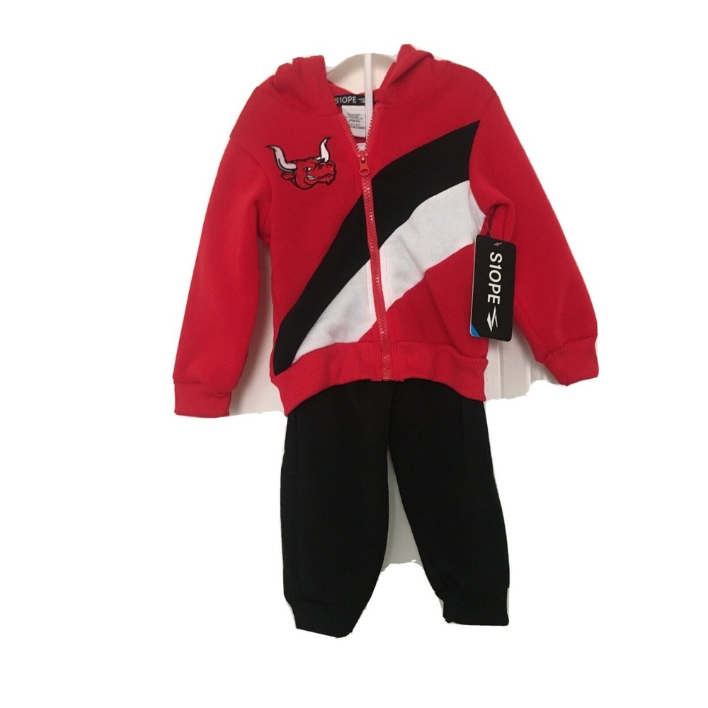S1OPE Toddler Boys 2-Piece Jogging Suit Size 24 Months Red Black & White